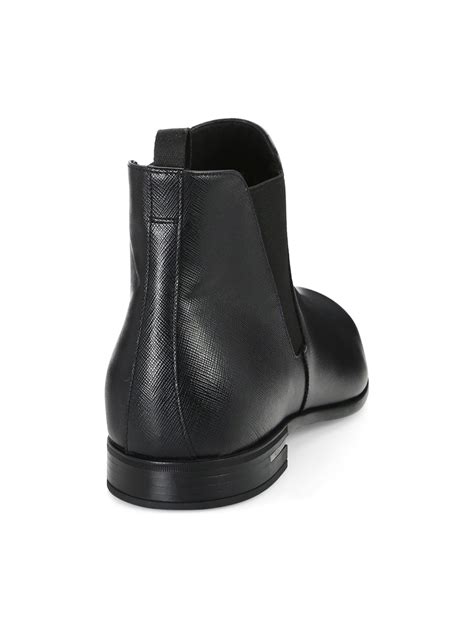 prada leather chelsea boot streeet style|Prada saffiano leather Chelsea boot.